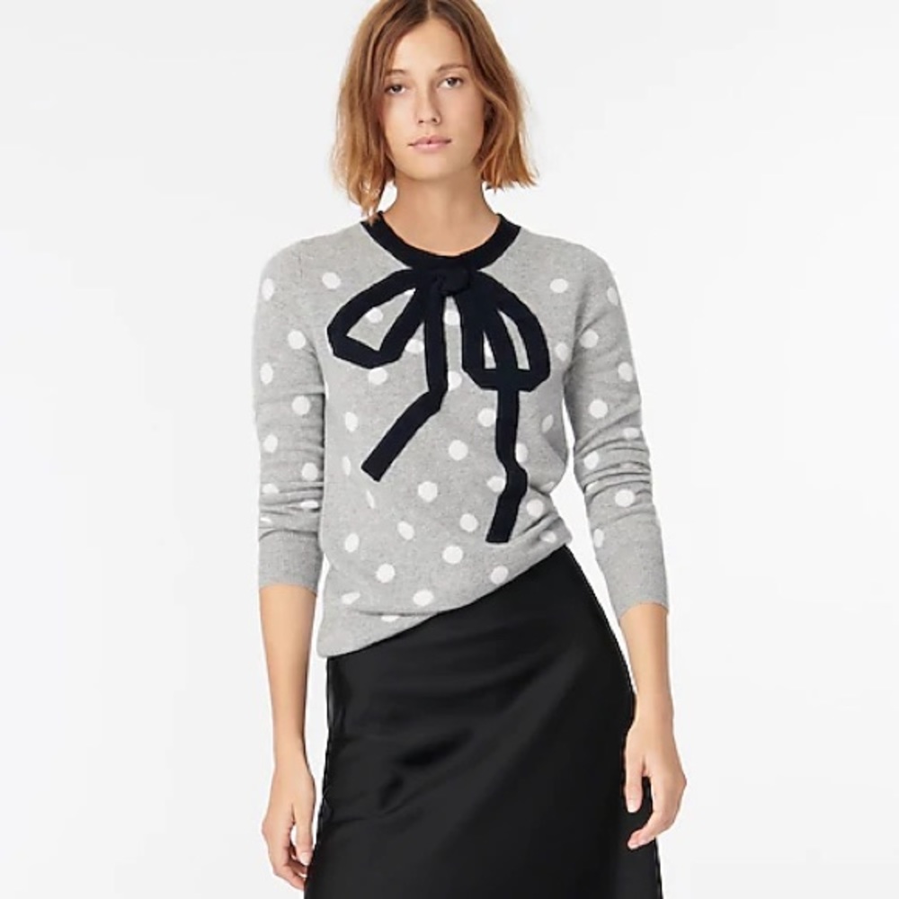 Jcrew Cashmere crewneck sweater with bow